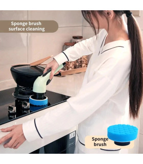 [White] 9 in 1 electric cleaning brush, electric rotating cleaning scrubber.