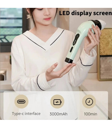 [White] Brosse de nettoyage électrique 9 en 1, épurateur de nettoyage à rotation électrique, ou