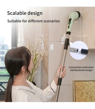 [White] Brosse de nettoyage électrique 9 en 1, épurateur de nettoyage à rotation électrique, ou