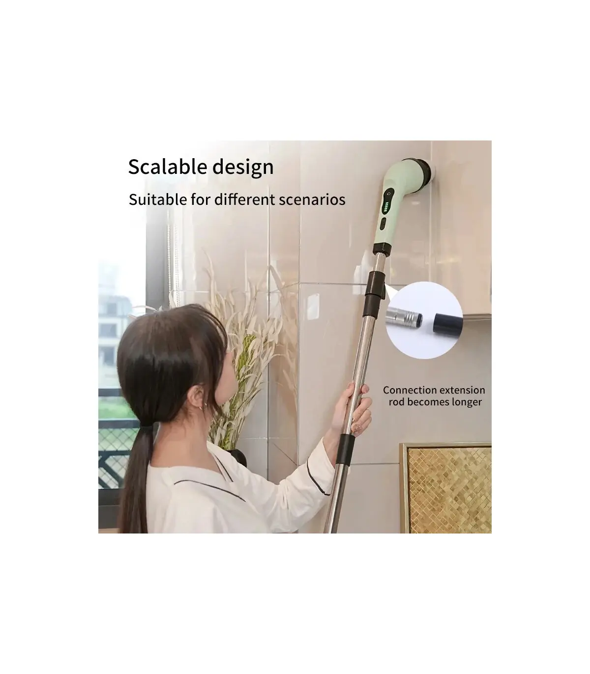 [White] Brosse de nettoyage électrique 9 en 1, épurateur de nettoyage à rotation électrique, ou