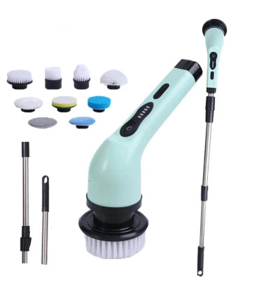 [White] Brosse de nettoyage électrique 9 en 1, épurateur de nettoyage à rotation électrique, ou