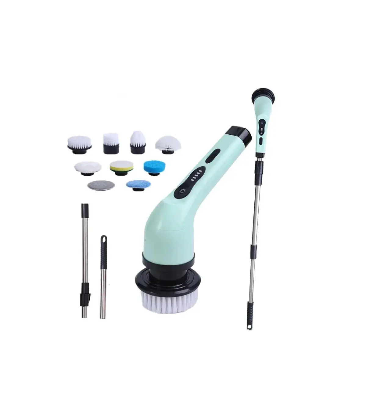 [White] Brosse de nettoyage électrique 9 en 1, épurateur de nettoyage à rotation électrique, ou