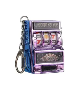 [Purple] Mini machine à sous de jeu avec porte-clés, gadget anti-stress, porte-clés de jeu amus