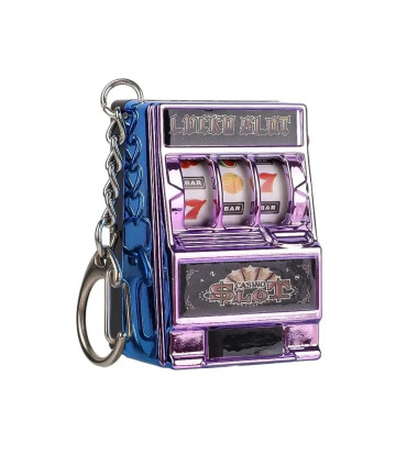 [Purple] Mini machine à sous de jeu avec porte-clés, gadget anti-stress, porte-clés de jeu amus