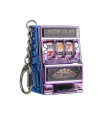Mini macchina da gioco a slot viola con portachiavi, gadget anti-stress, portachiavi divertente.