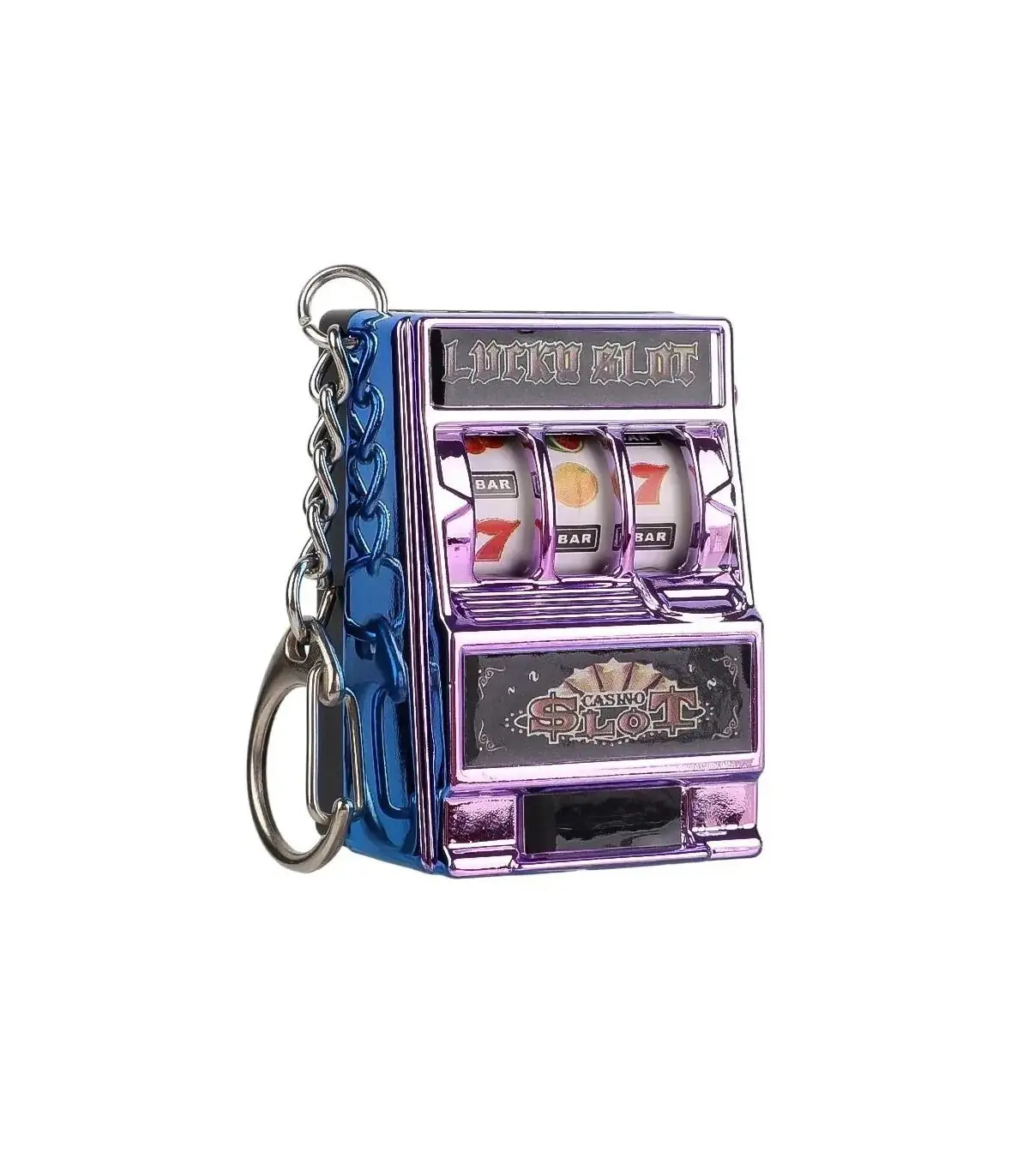 [Purple] Mini machine à sous de jeu avec porte-clés, gadget anti-stress, porte-clés de jeu amus