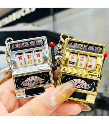 [Purple] Mini machine à sous de jeu avec porte-clés, gadget anti-stress, porte-clés de jeu amus