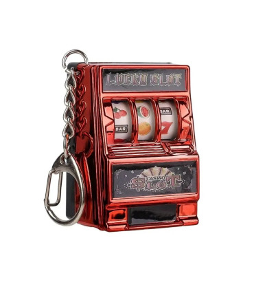 [Red] Mini machine à sous de jeu avec porte-clés, gadget anti-stress, porte-clés de jeu amusant