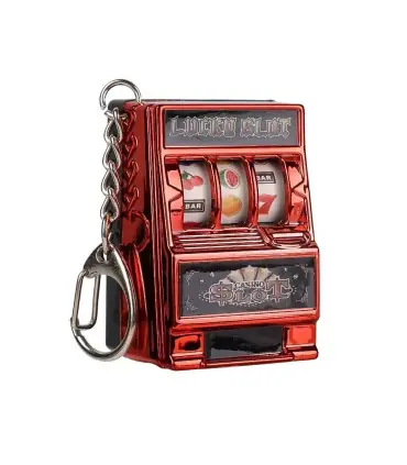 [Red] Mini machine à sous de jeu avec porte-clés, gadget anti-stress, porte-clés de jeu amusant