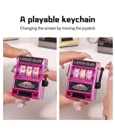 [Red] Mini machine à sous de jeu avec porte-clés, gadget anti-stress, porte-clés de jeu amusant