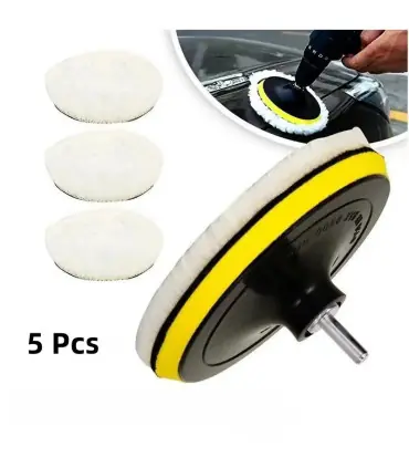 [Roue de laine 4in-5pcs] Kit de polissage 3/4/5 pouces, 5 pièces, tampon de polissage pour voit