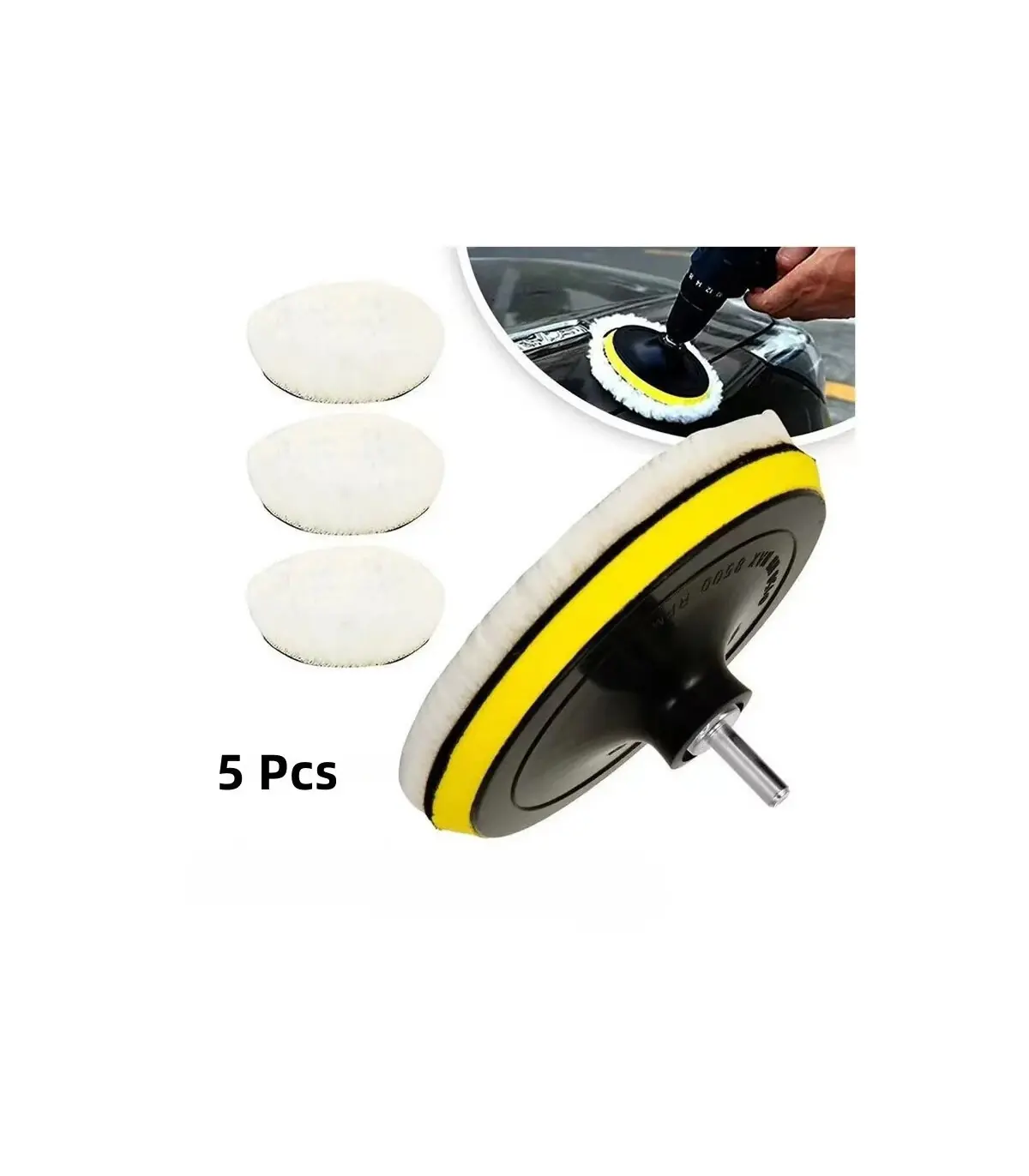 [Roue de laine 4in-5pcs] Kit de polissage 3/4/5 pouces, 5 pièces, tampon de polissage pour voit