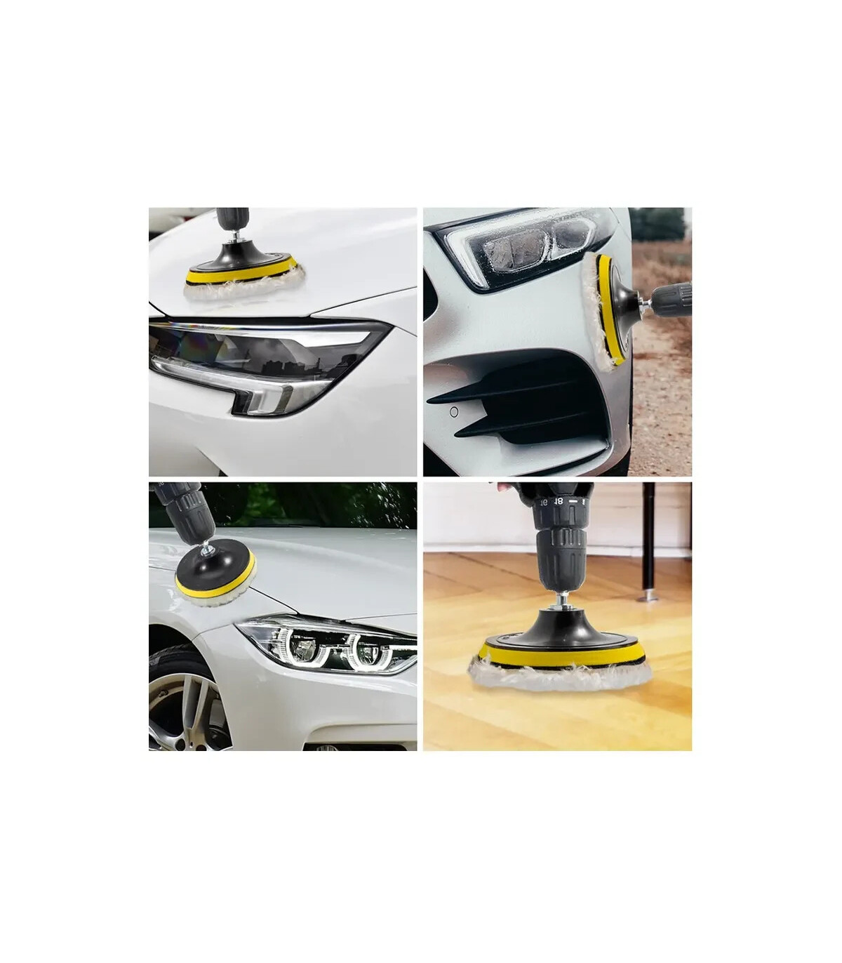 [Roue de laine 4in-5pcs] Kit de polissage 3/4/5 pouces, 5 pièces, tampon de polissage pour voit