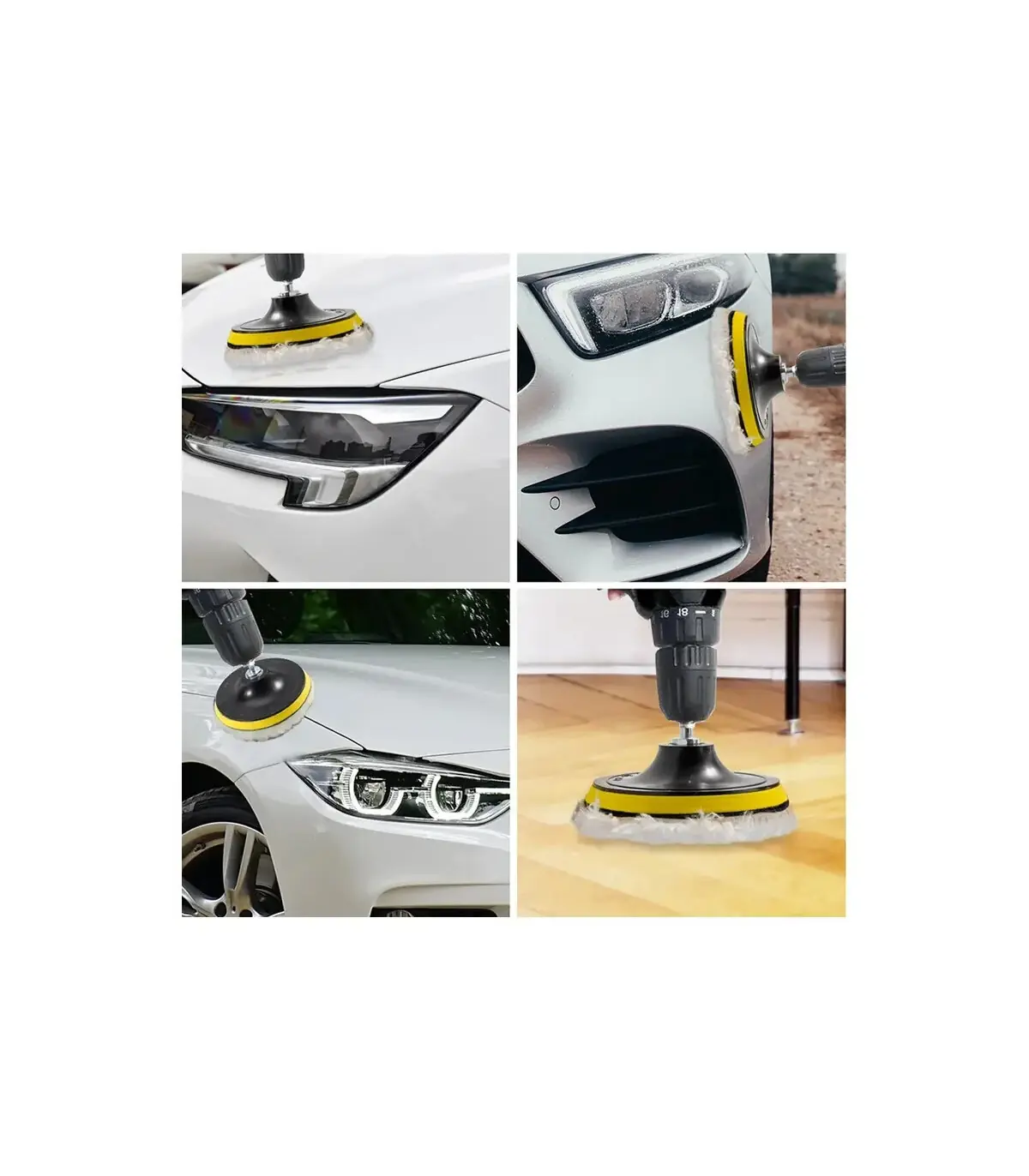 [Roue de laine 4in-5pcs] Kit de polissage 3/4/5 pouces, 5 pièces, tampon de polissage pour voit