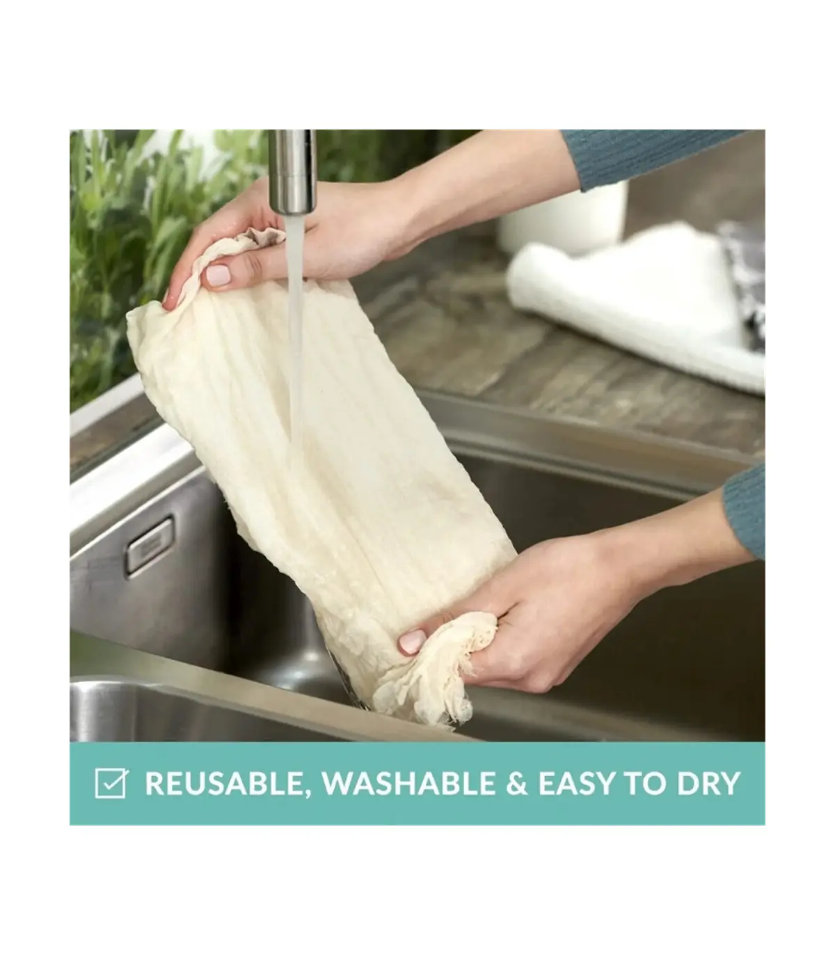 [White] Gaze de coton réutilisable, articles de cuisine, Tofu, fromage, tissu filtrant, beurre,