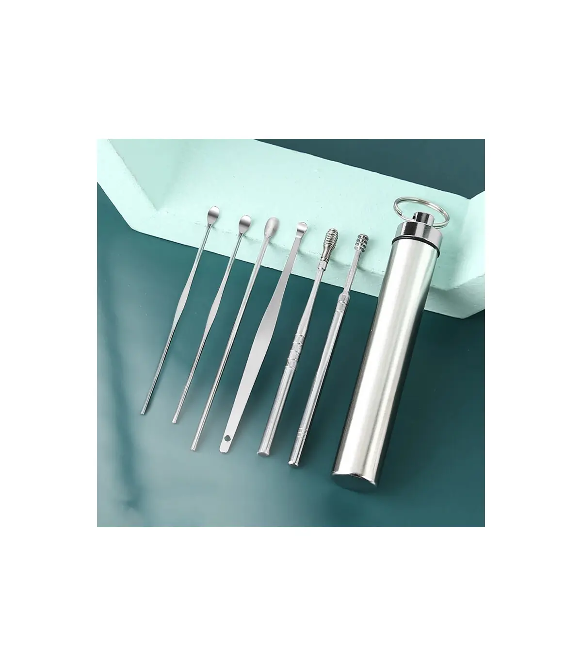 [Argent CHINA] Ensemble de nettoyage des oreilles, dissolvant de cire d\'oreille, cuillère d\'ore