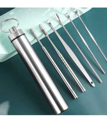 [Argent CHINA] Ensemble de nettoyage des oreilles, dissolvant de cire d\'oreille, cuillère d\'ore