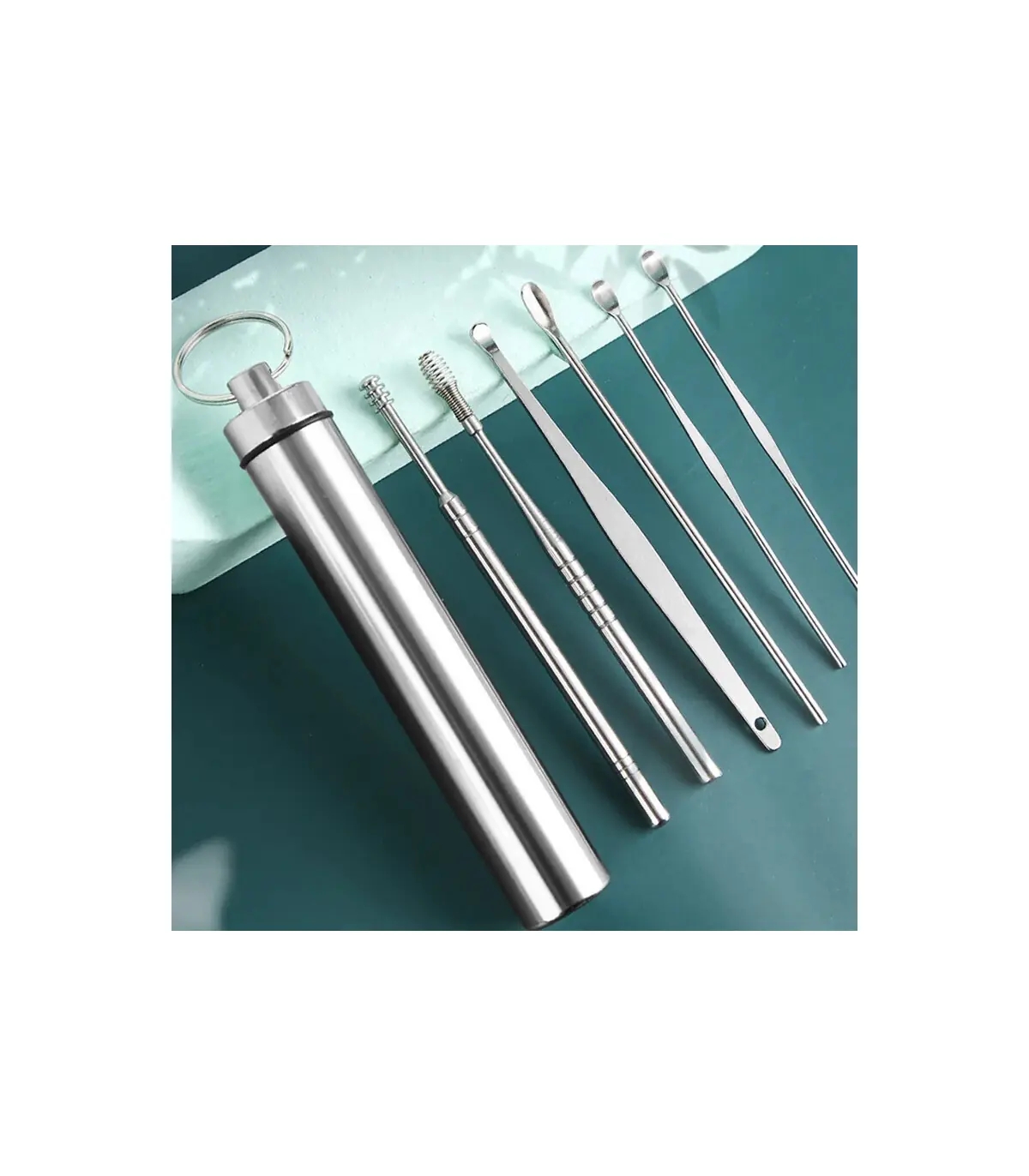 [Argent CHINA] Ensemble de nettoyage des oreilles, dissolvant de cire d\'oreille, cuillère d\'ore