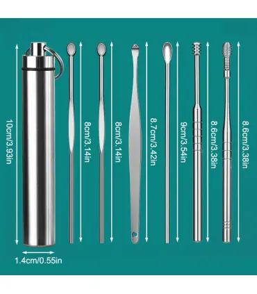 [Argent CHINA] Ensemble de nettoyage des oreilles, dissolvant de cire d\'oreille, cuillère d\'ore