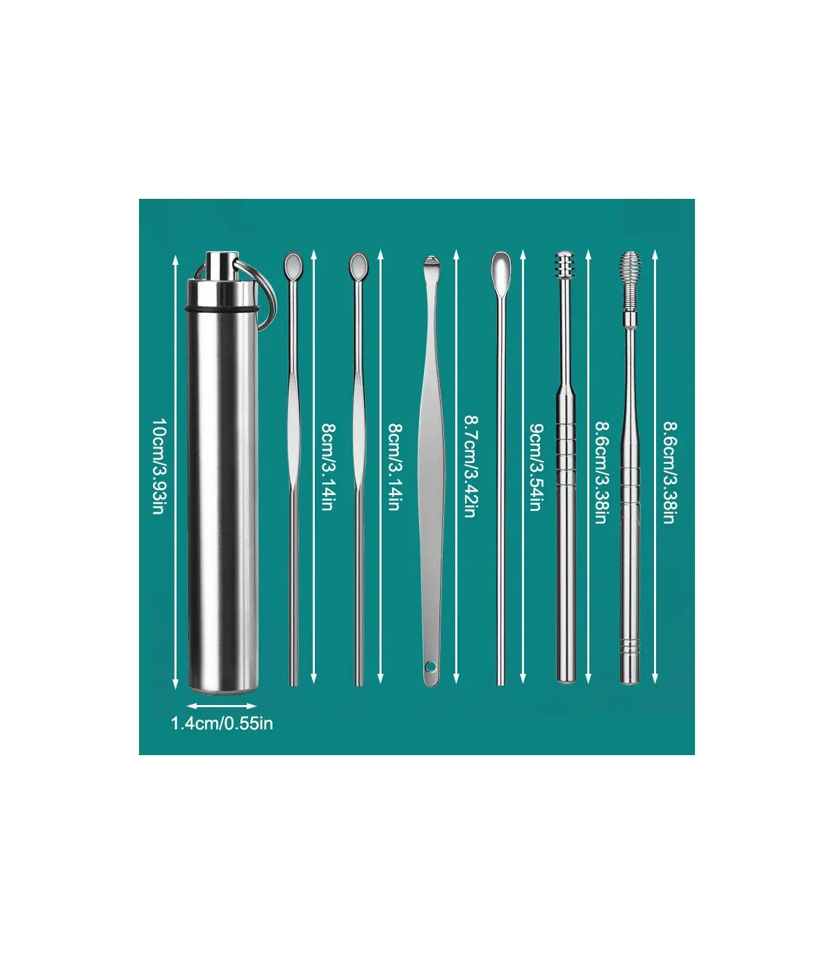 [Argent CHINA] Ensemble de nettoyage des oreilles, dissolvant de cire d\'oreille, cuillère d\'ore