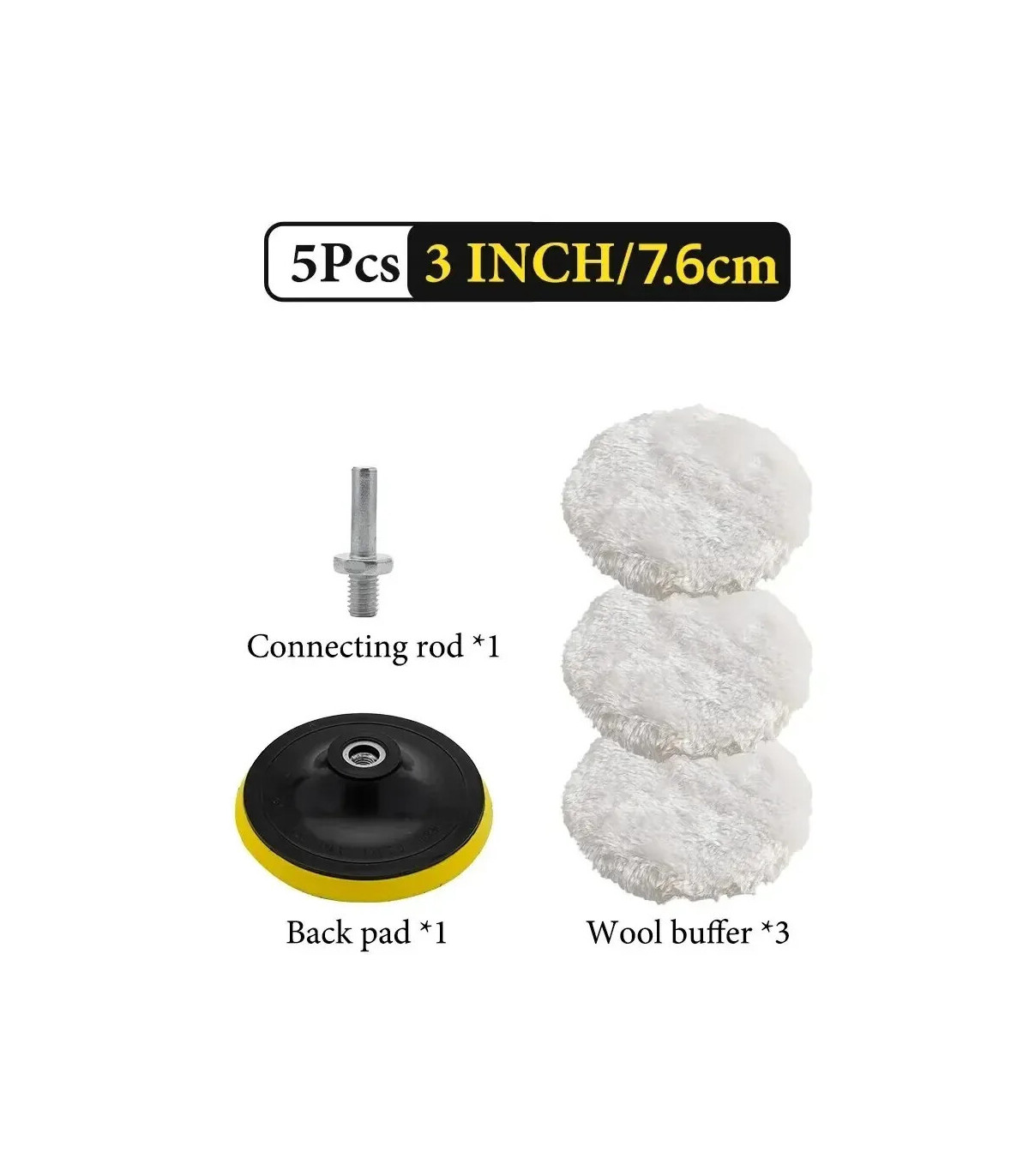 [3in-5pcs] 5 pièces 3/4/5 pouces ensemble de polissage Gadgets de voiture tampon de polissage d