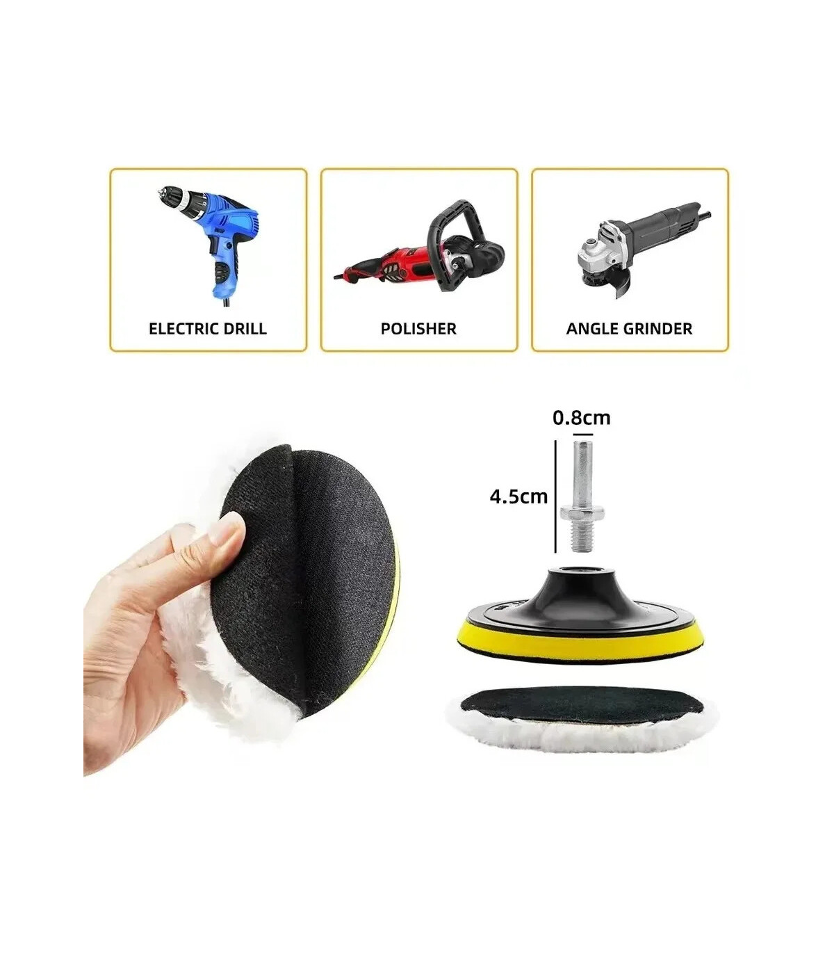 [3in-5pcs] 5 pièces 3/4/5 pouces ensemble de polissage Gadgets de voiture tampon de polissage d