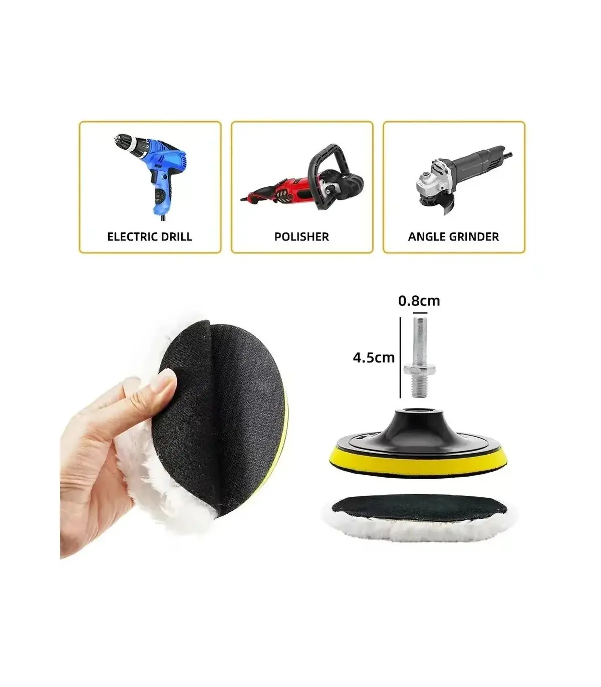 [Random color] 5 pièces 3/4/5 pouces ensemble de polissage Gadgets de voiture tampon de polissa