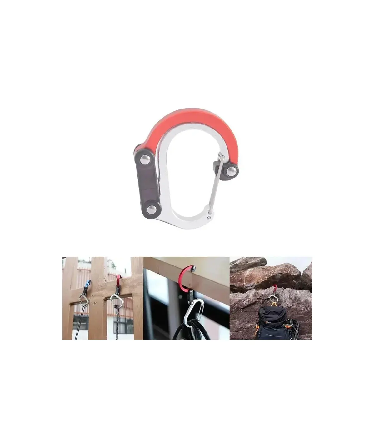 [Red] Boucle d\'alpinisme en alliage d\'aluminium, Camping randonnée voyage sac à dos Gadget d\'es