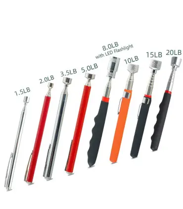 [6Pcs] Ensemble d\'outils de ramassage magnétique télescopique, miroir d\'inspection, lampe de po