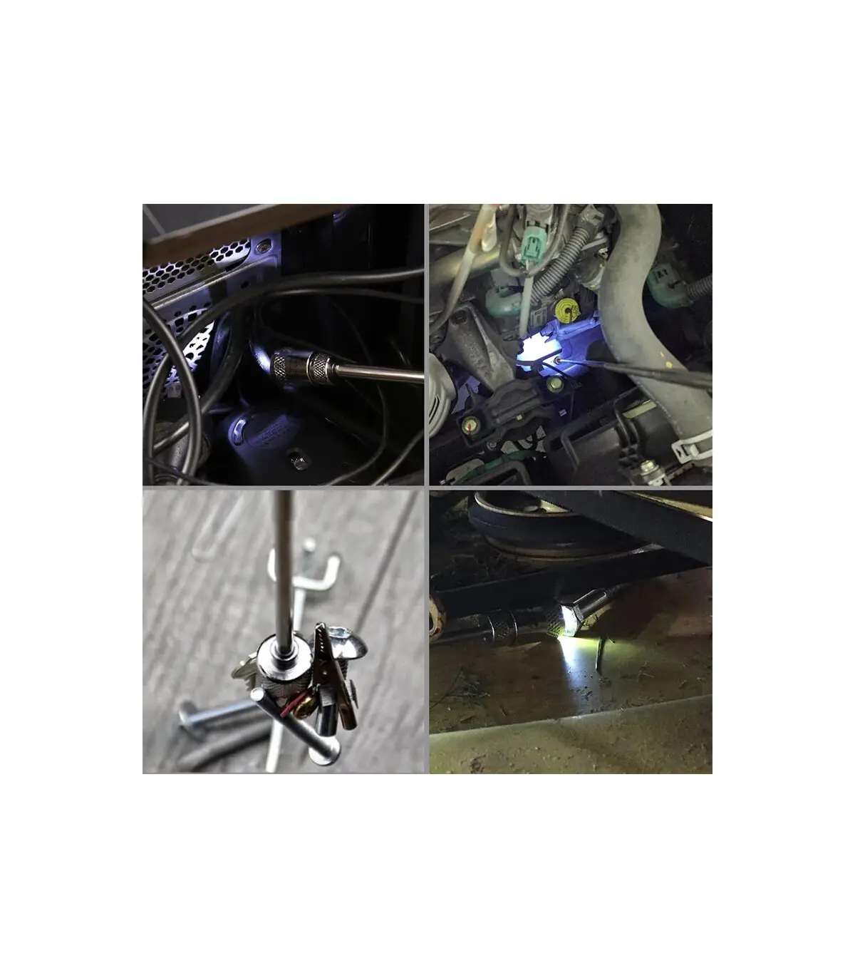 [6Pcs] Ensemble d\'outils de ramassage magnétique télescopique, miroir d\'inspection, lampe de po