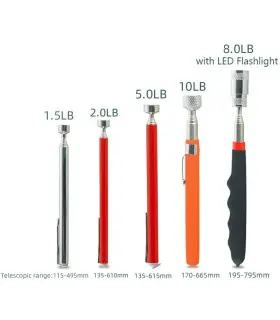 [5Pcs] Ensemble d\'outils de ramassage magnétique télescopique, miroir d\'inspection, lampe de po