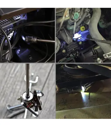 [5Pcs] Ensemble d\'outils de ramassage magnétique télescopique, miroir d\'inspection, lampe de po