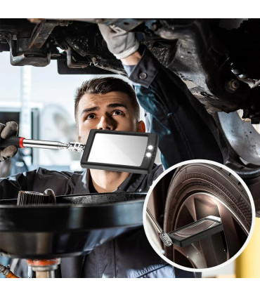 [4Pcs] Ensemble d\'outils de ramassage magnétique télescopique, miroir d\'inspection, lampe de po