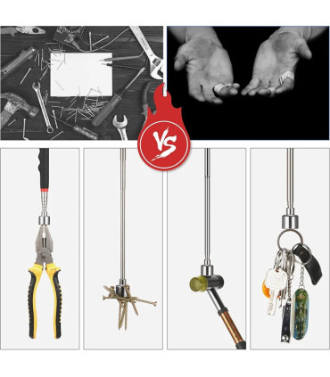 [1Pcs] Ensemble d\'outils de ramassage magnétique télescopique, miroir d\'inspection, lampe de po