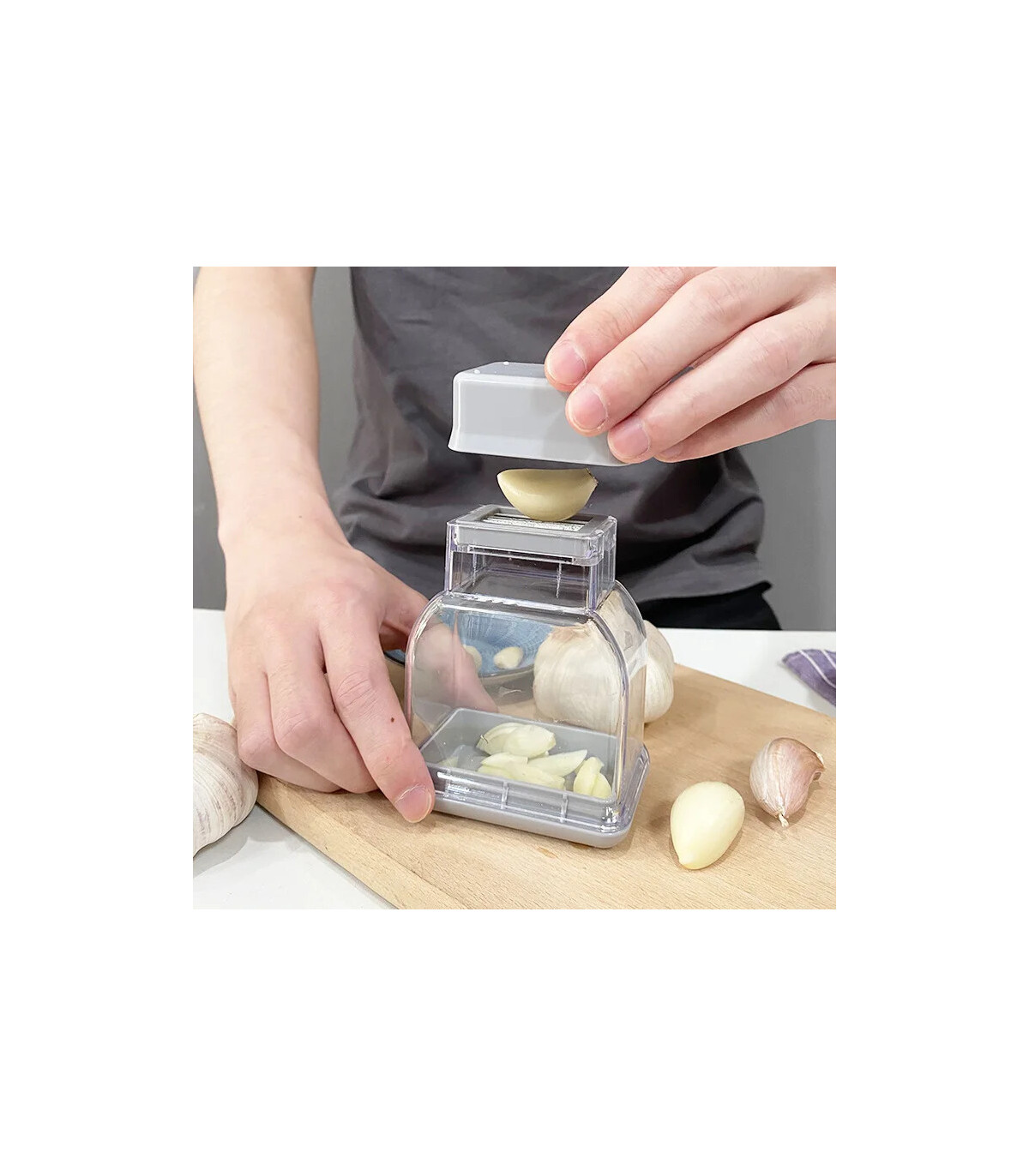 [Gray] Râpe à presser manuelle, outil de cuisine, éplucheur d\'ail, accessoires de cuisine, Gadg