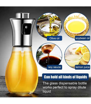 [Silver] Pulvérisateur d\'huile pour la cuisson, pulvérisateur d\'huile d\'olive de 200ML, flacon 