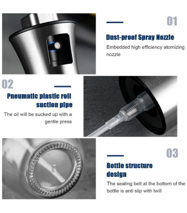 [Silver] Pulvérisateur d\'huile pour la cuisson, pulvérisateur d\'huile d\'olive de 200ML, flacon 