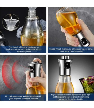 [Silver] Pulvérisateur d\'huile pour la cuisson, pulvérisateur d\'huile d\'olive de 200ML, flacon 