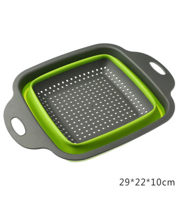 [Large Green] Mir de lavage de légumes pliable, filtre à fruits, passoire portable, nettoyeur d