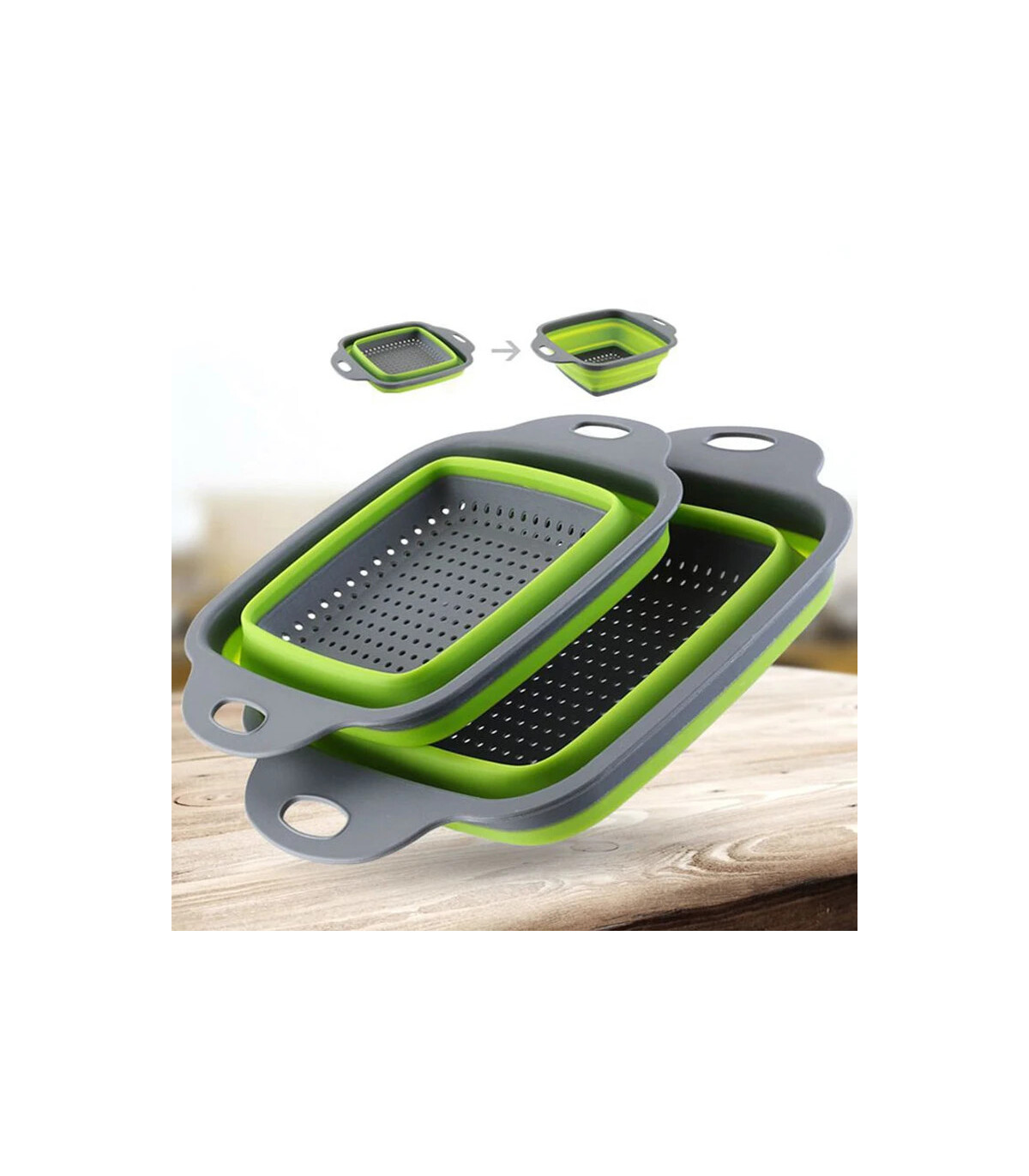 [Large Green] Mir de lavage de légumes pliable, filtre à fruits, passoire portable, nettoyeur d