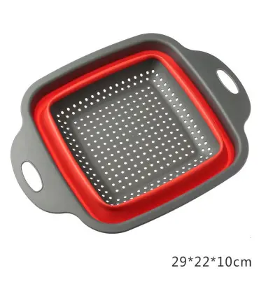 [Large Red] Mir de lavage de légumes pliable, filtre à fruits, passoire portable, nettoyeur de 