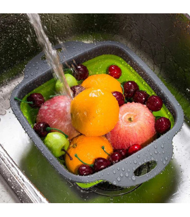 [Small Green] Mir de lavage de légumes pliable, filtre à fruits, passoire portable, nettoyeur d