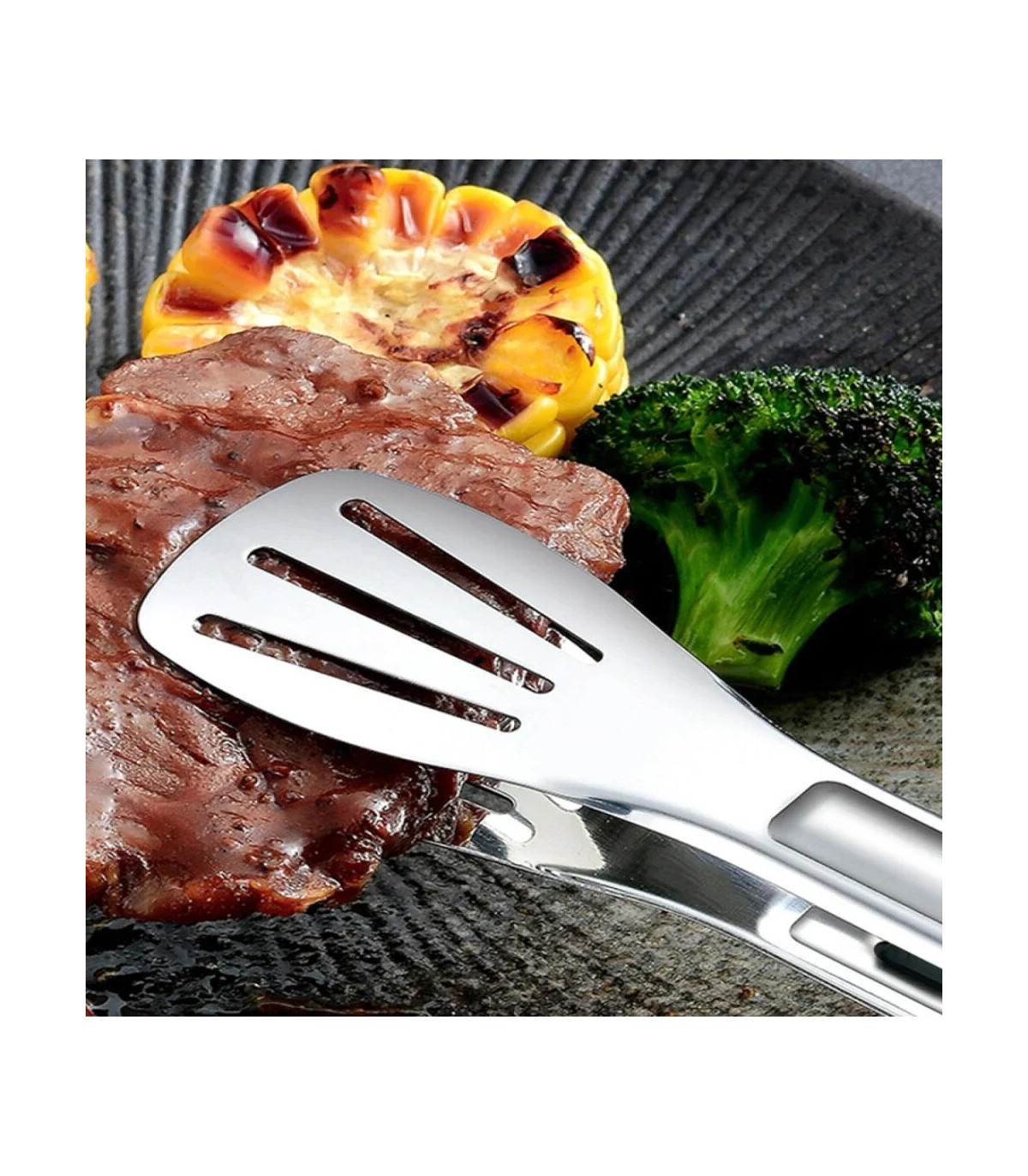 [7 inch] Nouvelles pinces alimentaires en acier inoxydable BBQ viande salade pain pince Barbecu