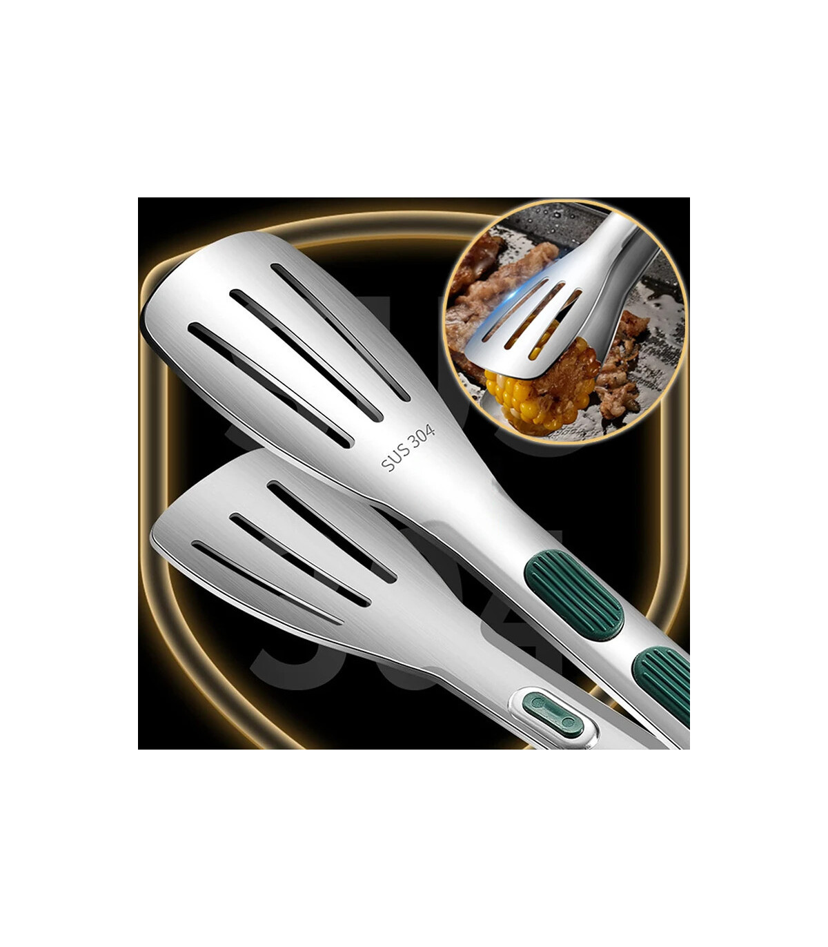 [12 inch] Nouvelles pinces alimentaires en acier inoxydable BBQ viande salade pain pince Barbec