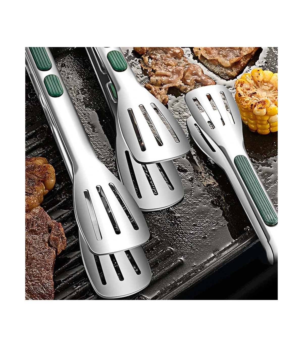 [9 inch] Nouvelles pinces alimentaires en acier inoxydable BBQ viande salade pain pince Barbecu
