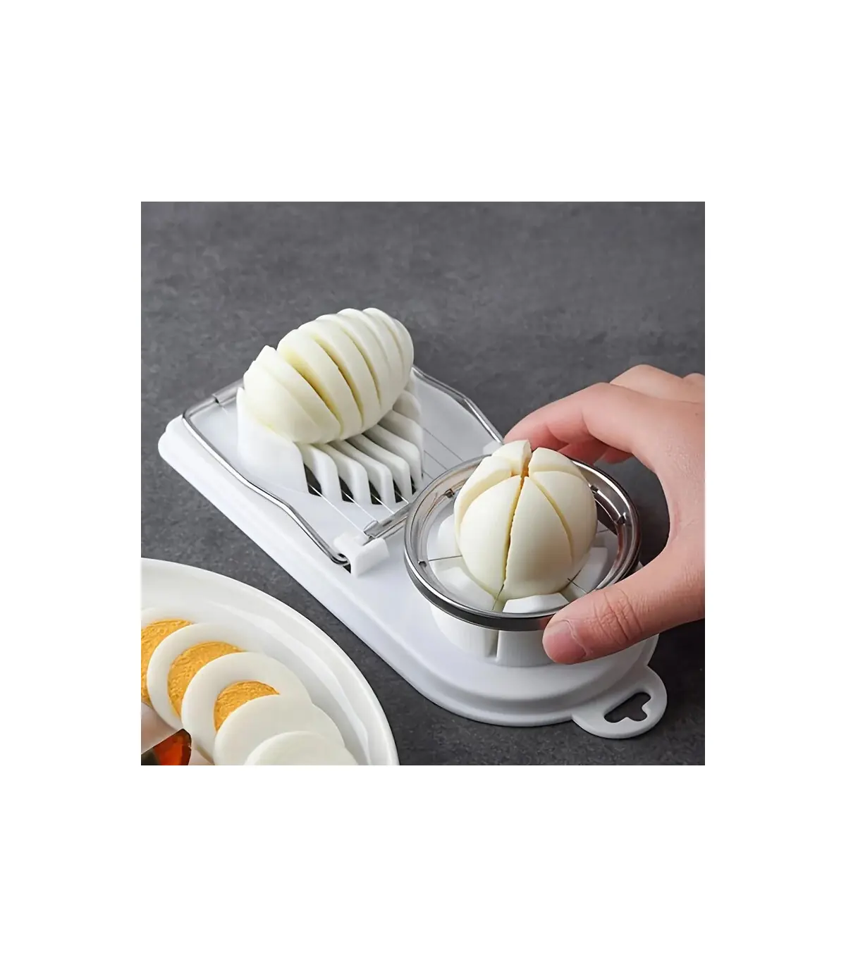 [1 Piece] Trancheur d\'œufs multifonctionnel en acier inoxydable, séparateur fantaisie, outil de