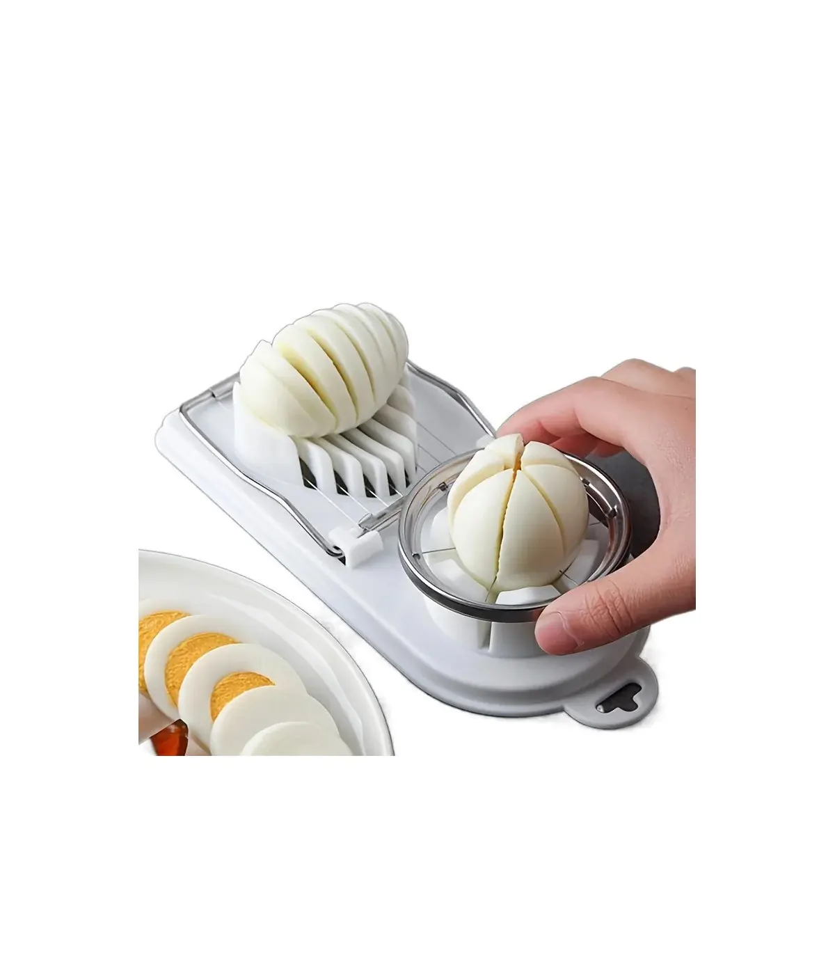 [WHITE] Trancheur d\'œufs multifonctionnel en acier inoxydable, séparateur fantaisie, outil de c