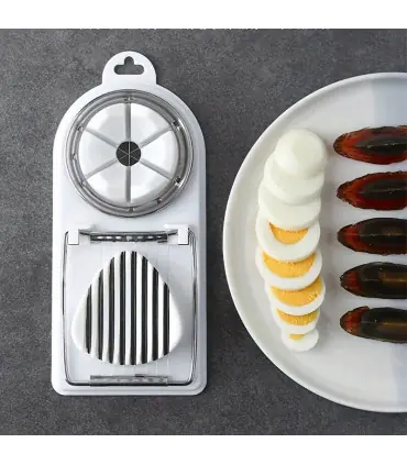 [WHITE] Trancheur d\'œufs multifonctionnel en acier inoxydable, séparateur fantaisie, outil de c