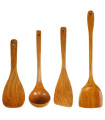 [4pcs] Ensemble d'ustensiles de cuisine en bois, cuillères en bois pour la cuisine, ustensiles,