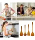 [4pcs] Ensemble d\'ustensiles de cuisine en bois, cuillères en bois pour la cuisine, ustensiles,